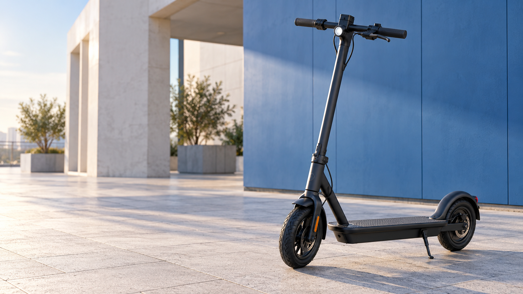 Electric scooter in a modern city
